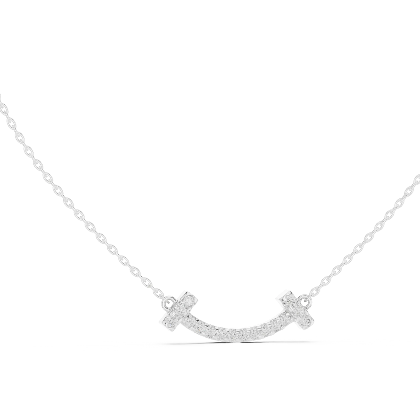 Front-View: Round Diamond Necklace with Pendant Setting in 14k White Gold - Lab Grown - Driona Jewels