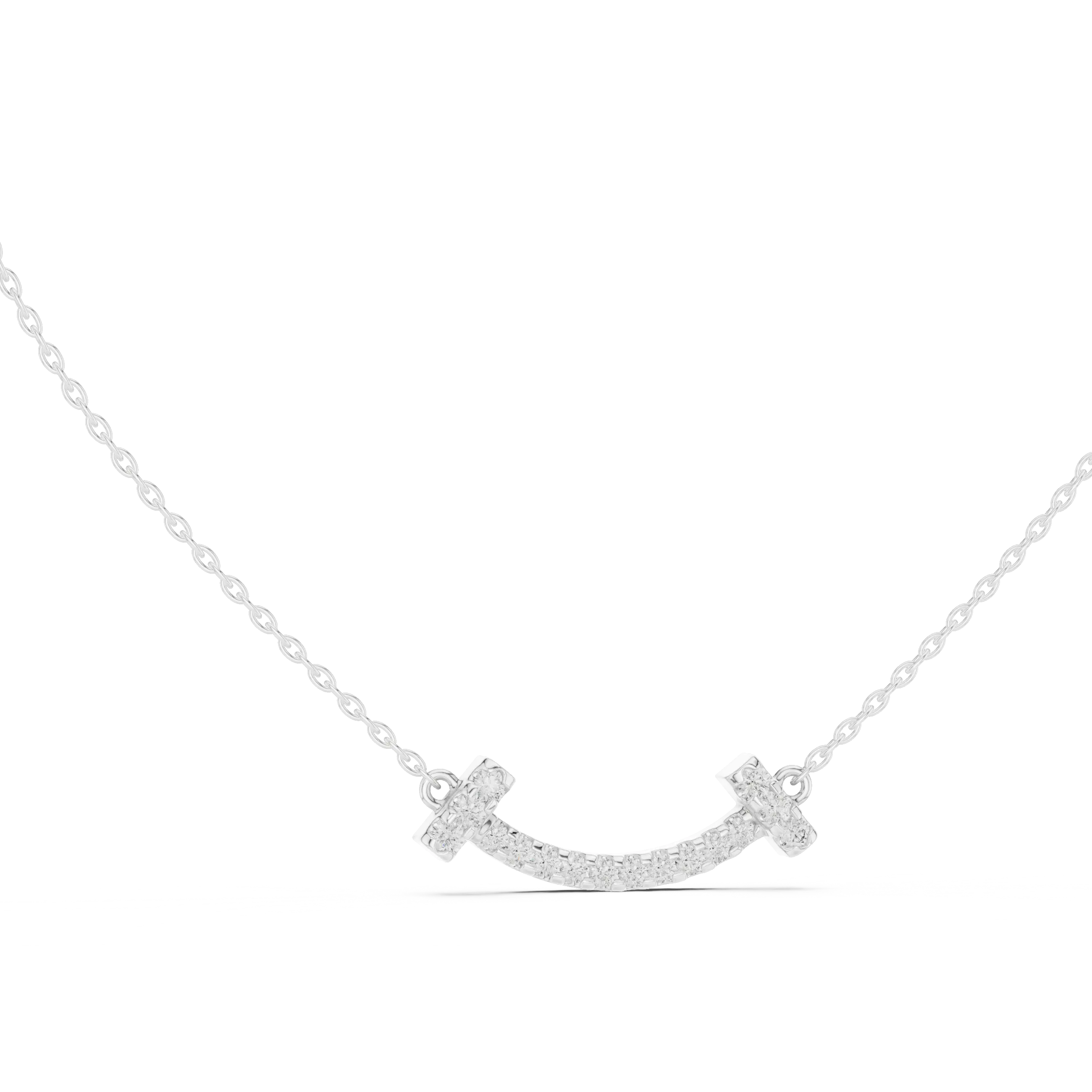 Front-View: Round Diamond Necklace with Pendant Setting in 14k White Gold - Lab Grown - Driona Jewels