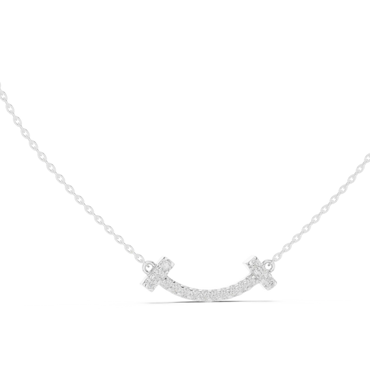 Front-View: Round Diamond Necklace with Pendant Setting in 14k White Gold - Lab Grown - Driona Jewels