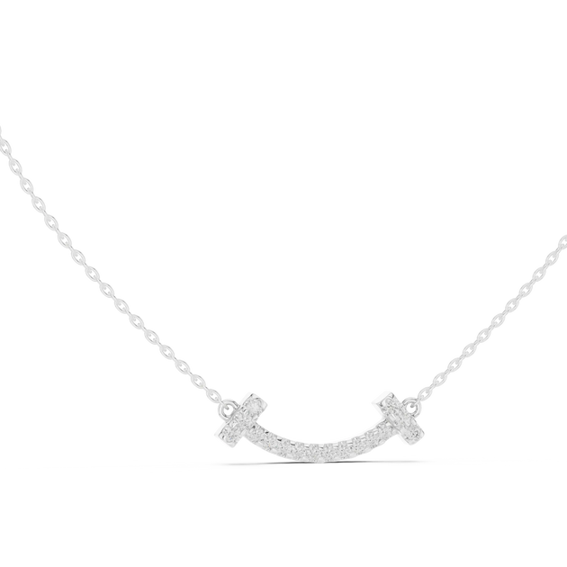 Front-View: Round Diamond Necklace with Pendant Setting in 14k White Gold - Lab Grown - Driona Jewels