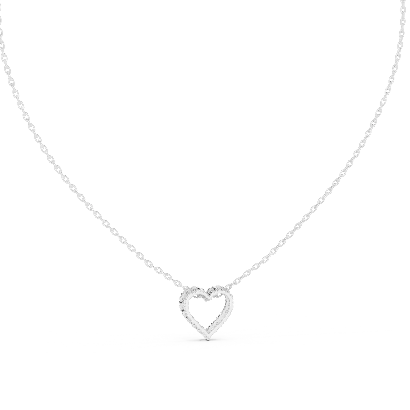 Front-View: Round Diamond Necklace with Pendant Setting in 14k White Gold - Lab Grown - Driona Jewels