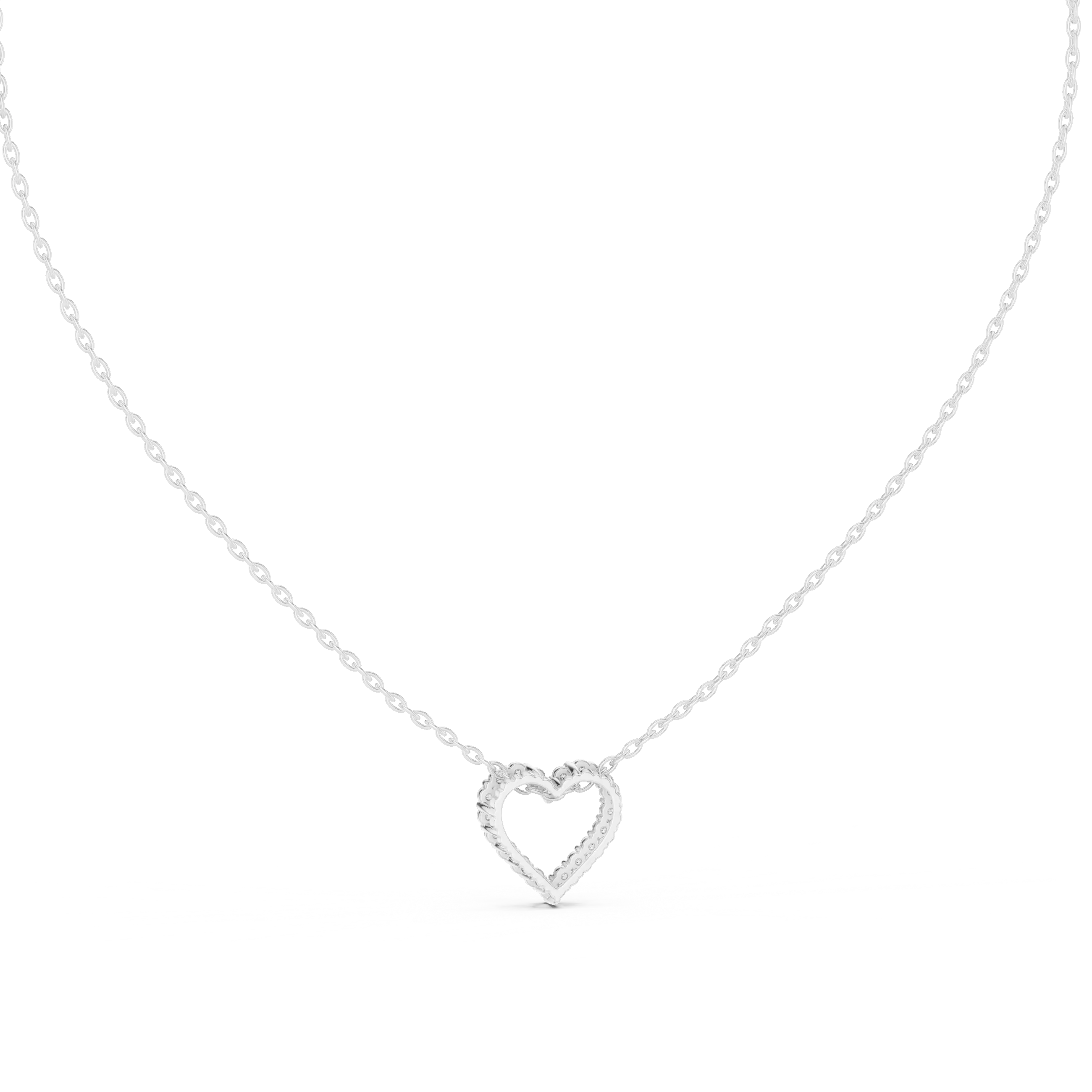 Front-View: Round Diamond Necklace with Pendant Setting in 14k White Gold - Lab Grown - Driona Jewels