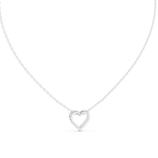 Front-View: Round Diamond Necklace with Pendant Setting in 14k White Gold - Lab Grown - Driona Jewels