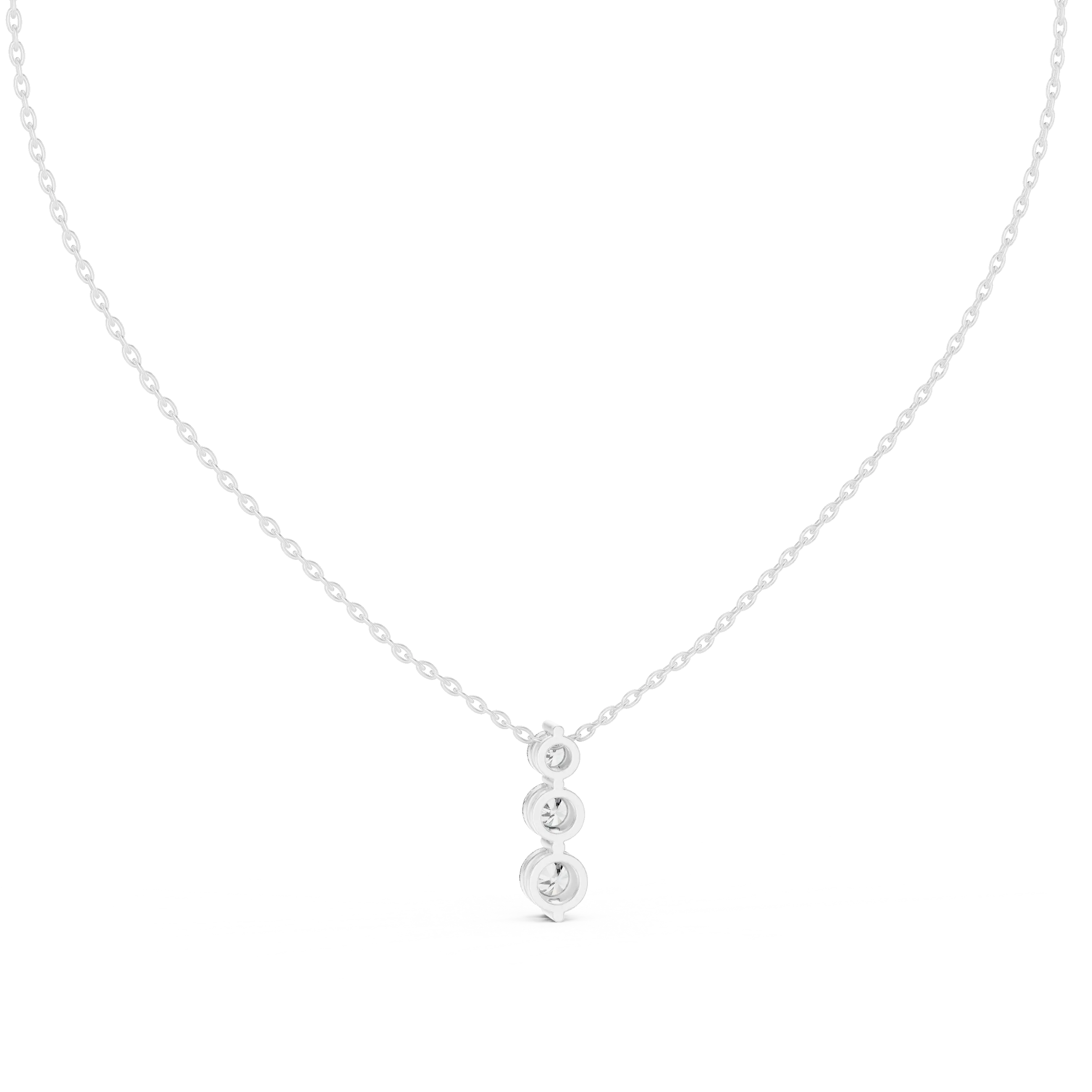 Front-View: Round Diamond Necklace with Pendant Setting in 14k White Gold - Lab Grown - Driona Jewels