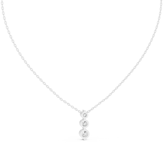 Front-View: Round Diamond Necklace with Pendant Setting in 14k White Gold - Lab Grown - Driona Jewels