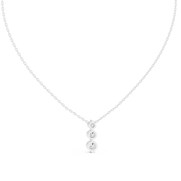 Front-View: Round Diamond Necklace with Pendant Setting in 14k White Gold - Lab Grown - Driona Jewels