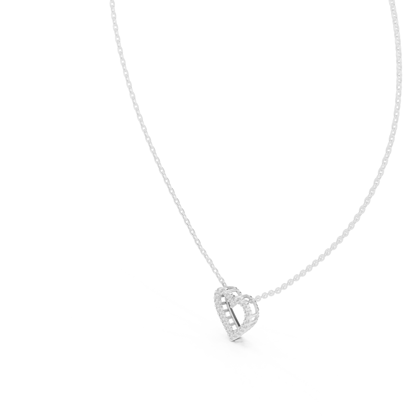 Front-view: Round Diamond Necklace with Pendant Setting in 14k White Gold - Lab Grown - Driona Jewels