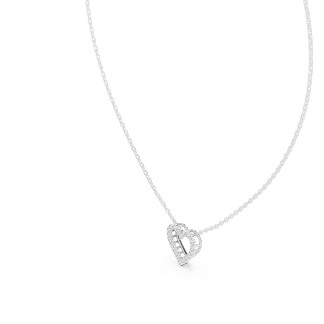 Front-view: Round Diamond Necklace with Pendant Setting in 14k White Gold - Lab Grown - Driona Jewels