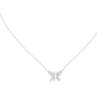 Front-View: Round Diamond Necklace with Pendant Setting in 14k White Gold - Lab Grown - Driona Jewels