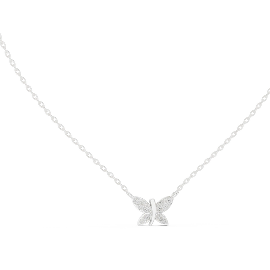 Front-View: Round Diamond Necklace with Pendant Setting in 14k White Gold - Lab Grown - Driona Jewels