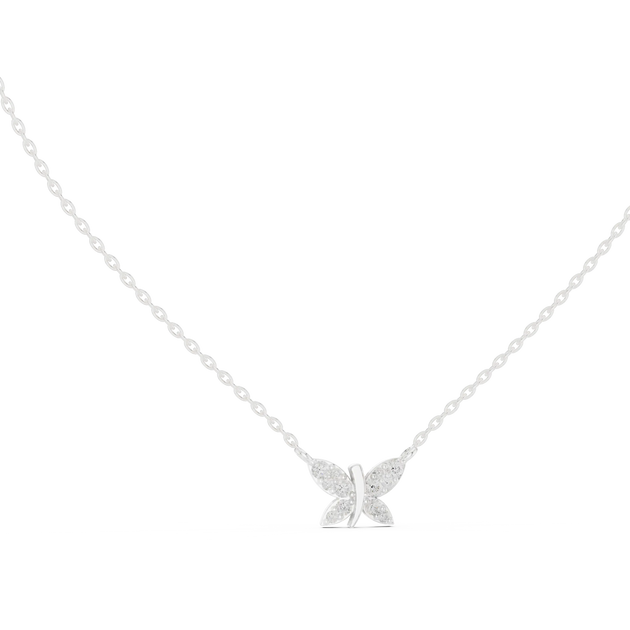 Front-View: Round Diamond Necklace with Pendant Setting in 14k White Gold - Lab Grown - Driona Jewels