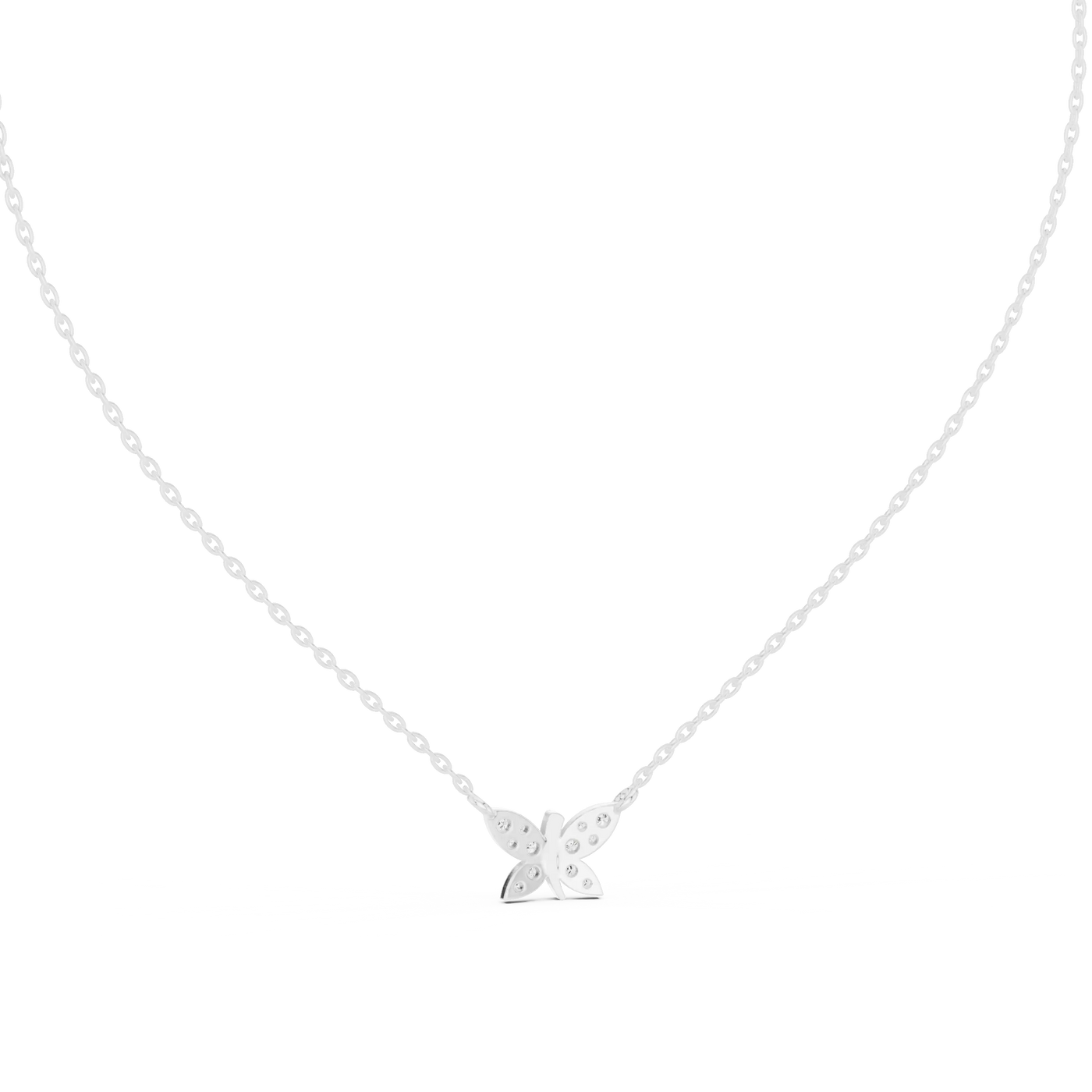 Front-view: Round Diamond Necklace with Pendant Setting in 14k White Gold - Lab Grown - Driona Jewels