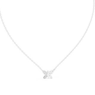 Front-view: Round Diamond Necklace with Pendant Setting in 14k White Gold - Lab Grown - Driona Jewels