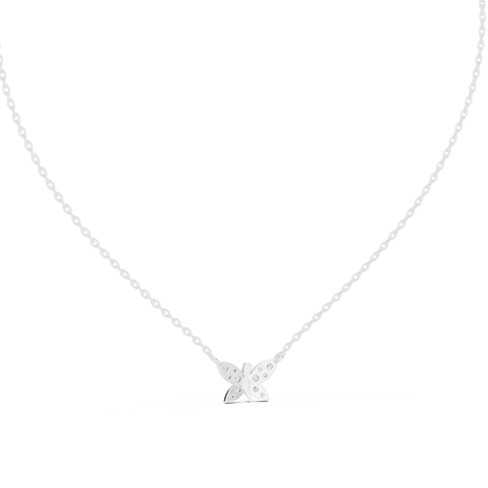 Front-view: Round Diamond Necklace with Pendant Setting in 14k White Gold - Lab Grown - Driona Jewels