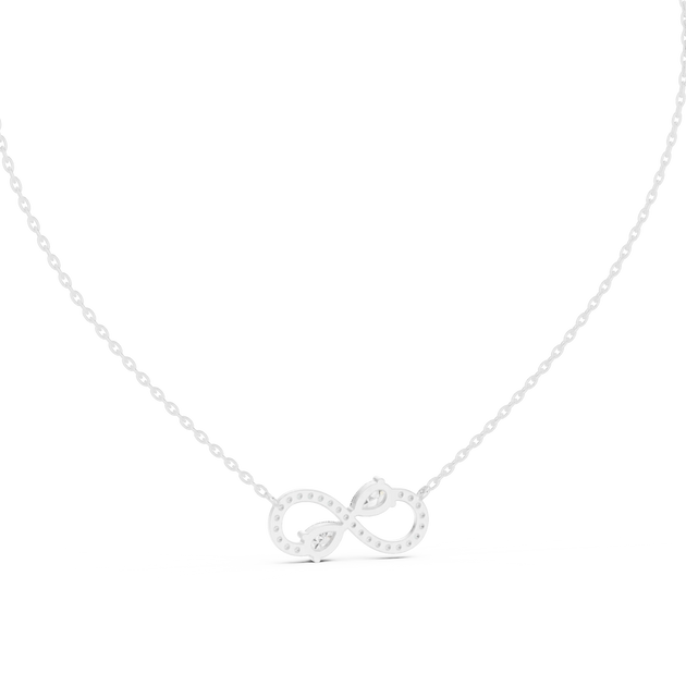 Front-View: Round Diamond Necklace with Pendant Setting in 14k White Gold - Lab Grown - Driona Jewels