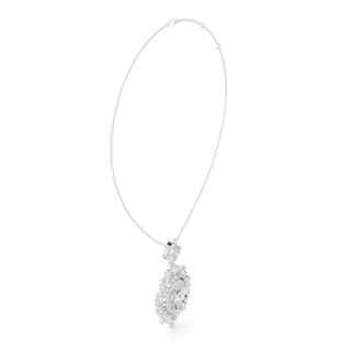 Front-view: Round Diamond Necklace with Pendant Setting in 14k White Gold - Lab Grown - Driona Jewels