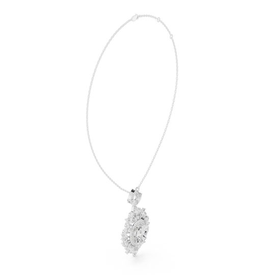 Front-view: Round Diamond Necklace with Pendant Setting in 14k White Gold - Lab Grown - Driona Jewels