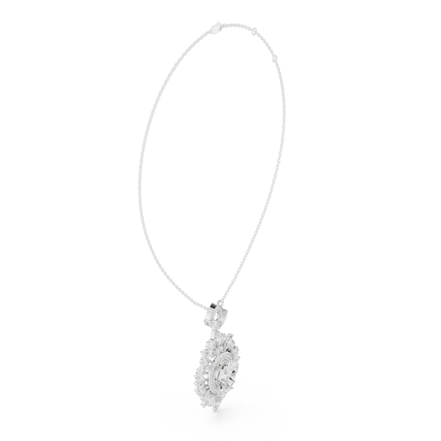 Front-view: Round Diamond Necklace with Pendant Setting in 14k White Gold - Lab Grown - Driona Jewels