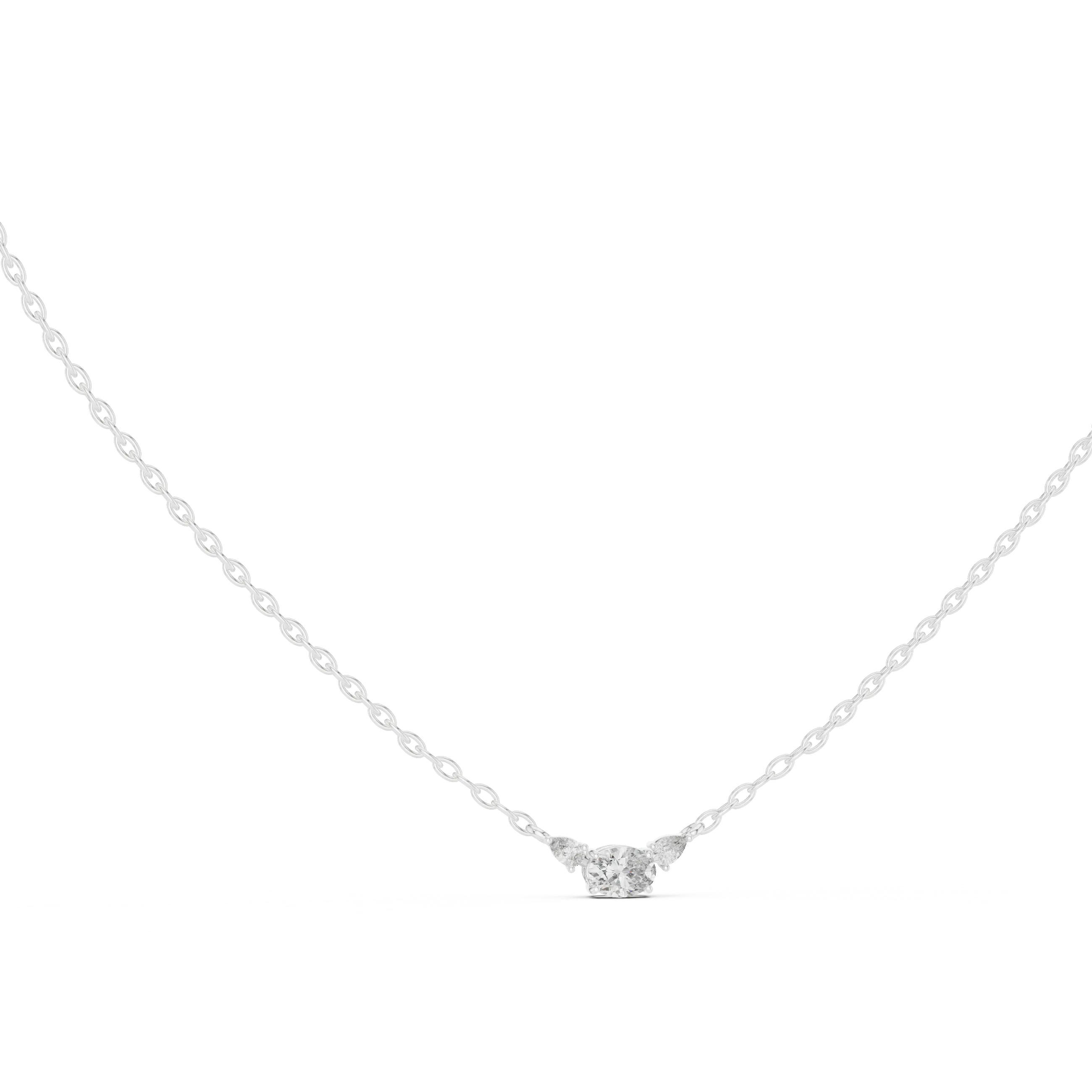 Front-view: Round Diamond Necklace with Pendant Setting in 14k White Gold - Lab Grown - Driona Jewels