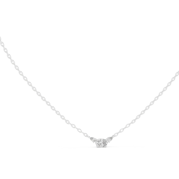 Front-view: Round Diamond Necklace with Pendant Setting in 14k White Gold - Lab Grown - Driona Jewels