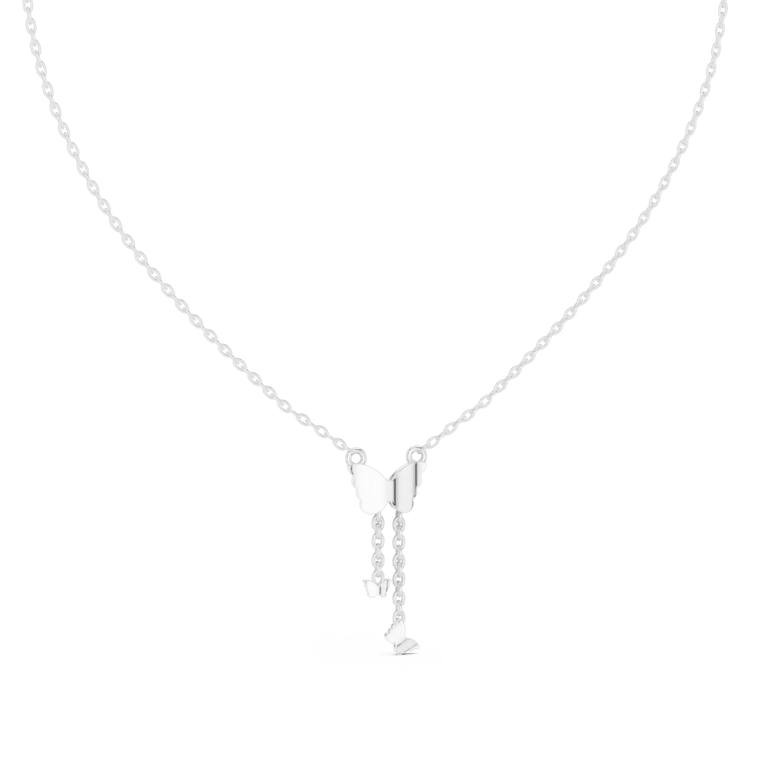 Front-view: Round Diamond Necklace with Pendant Setting in 14k White Gold - Lab Grown - Driona Jewels