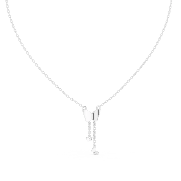 Front-view: Round Diamond Necklace with Pendant Setting in 14k White Gold - Lab Grown - Driona Jewels