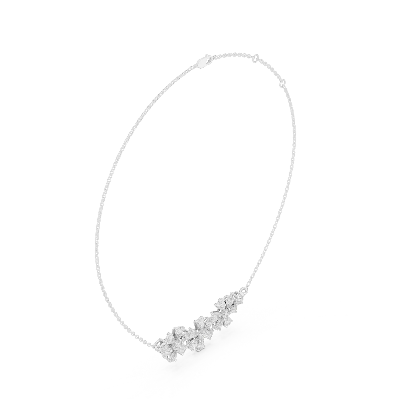 Front-view: Round Diamond Necklace with Pendant Setting in 14k White Gold - Lab Grown - Driona Jewels