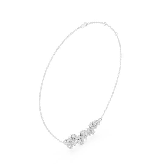 Front-view: Round Diamond Necklace with Pendant Setting in 14k White Gold - Lab Grown - Driona Jewels
