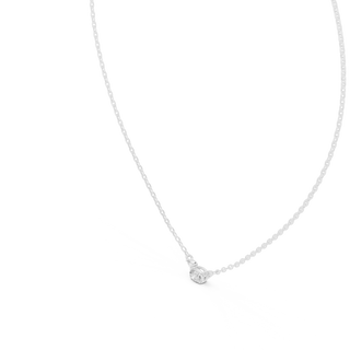 Front-view: Round Diamond Necklace with Pendant Setting in 14k White Gold - Lab Grown - Driona Jewels
