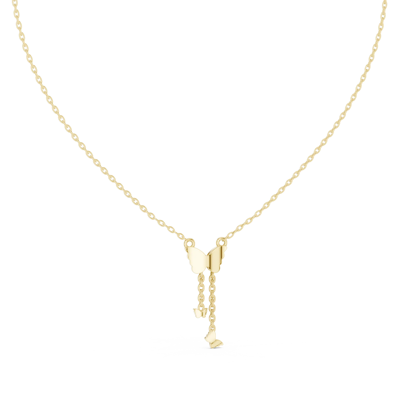 Front-View: Round Diamond Necklace with Pendant Setting in 14k Yellow Gold - Lab Grown - Driona Jewels