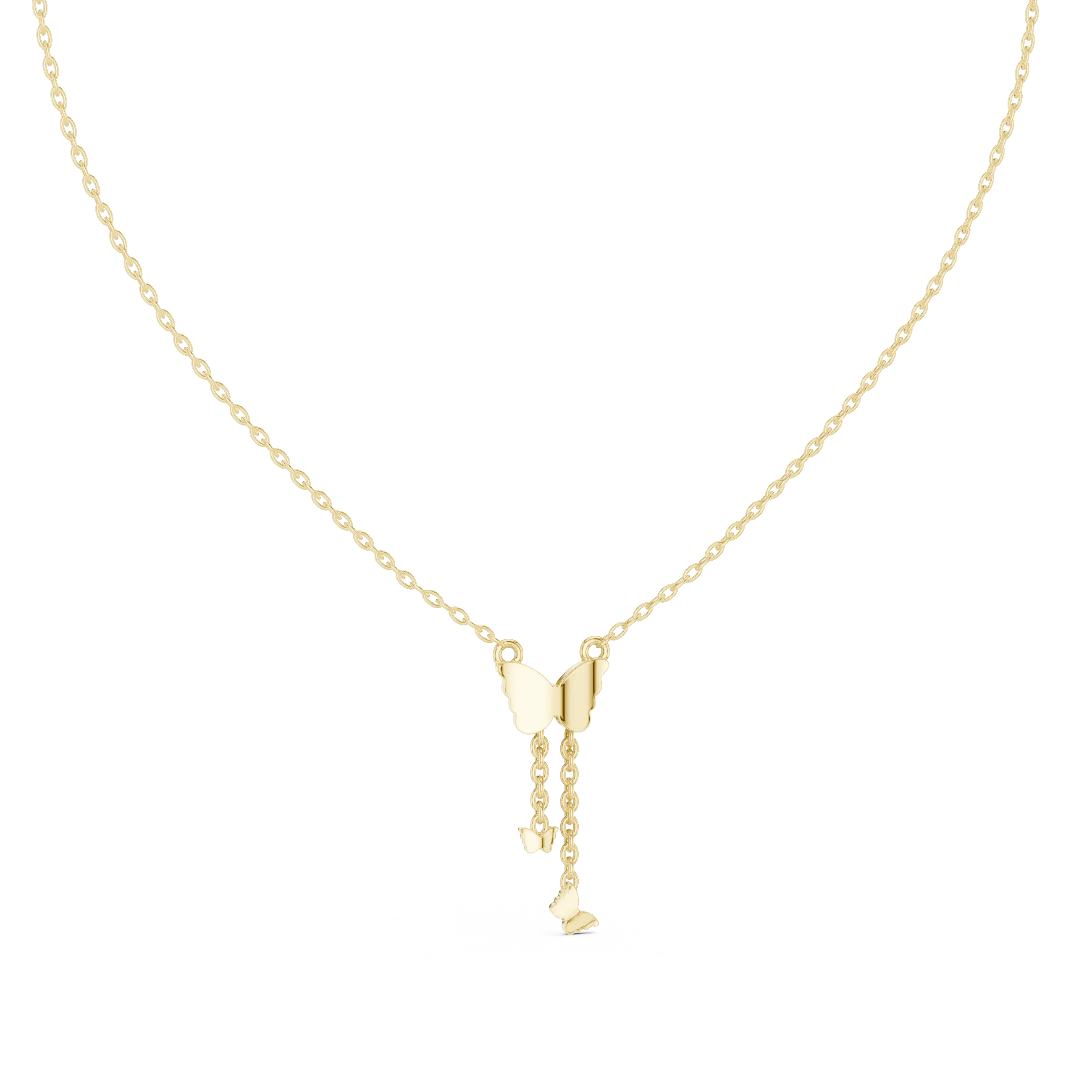 Front-View: Round Diamond Necklace with Pendant Setting in 14k Yellow Gold - Lab Grown - Driona Jewels