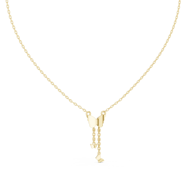 Front-View: Round Diamond Necklace with Pendant Setting in 14k Yellow Gold - Lab Grown - Driona Jewels
