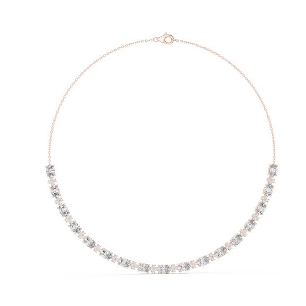 Front View: Round Diamond Necklace with Prong Setting in 14k Gold - Lab Grown - Driona Jewels