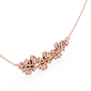 Flat Lay: Round Diamond Necklace with Prong Setting in 14k Rose Gold - Lab Grown - Driona Jewels