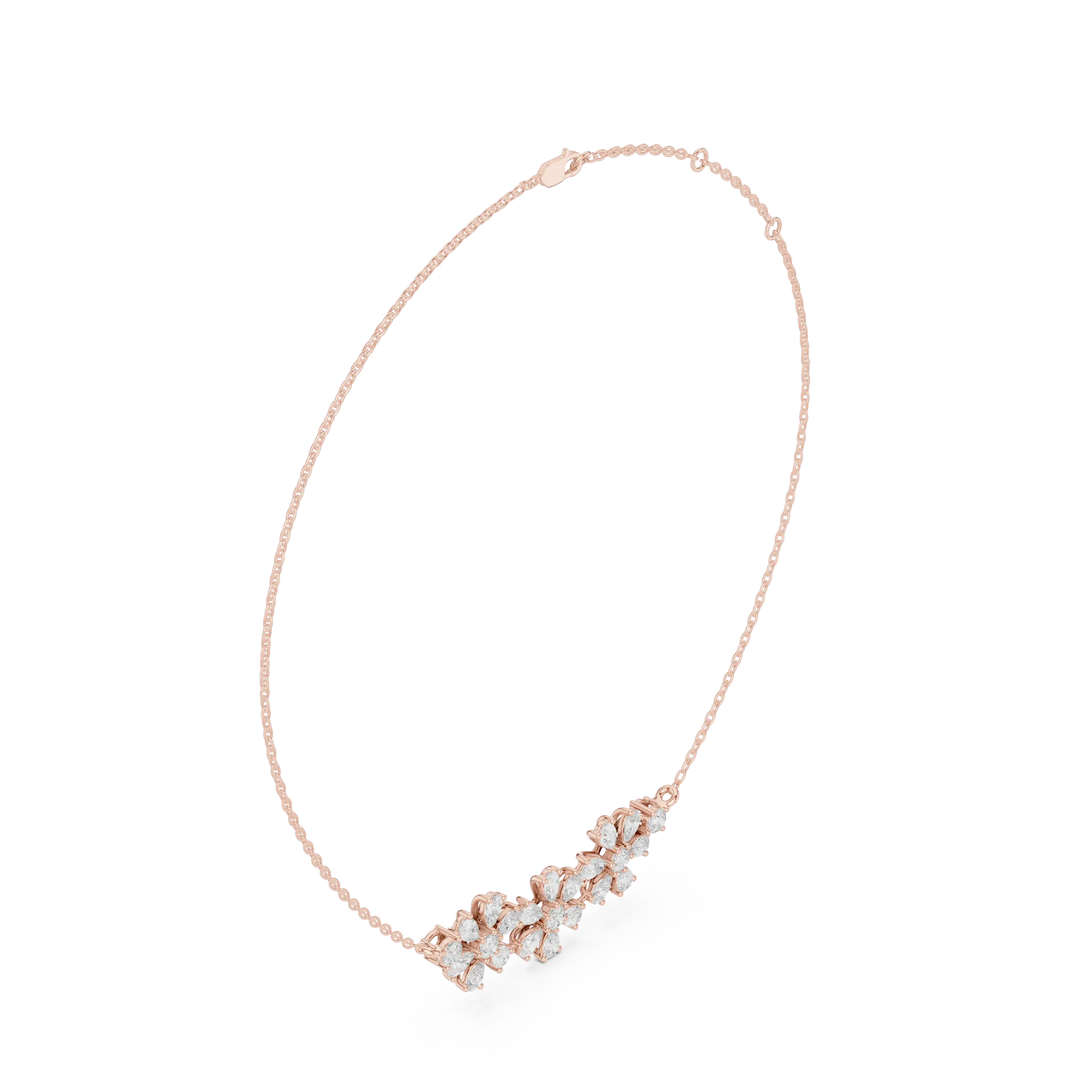 Front View: Round Diamond Necklace with Prong Setting in 14k Rose Gold - Lab Grown - Driona Jewels