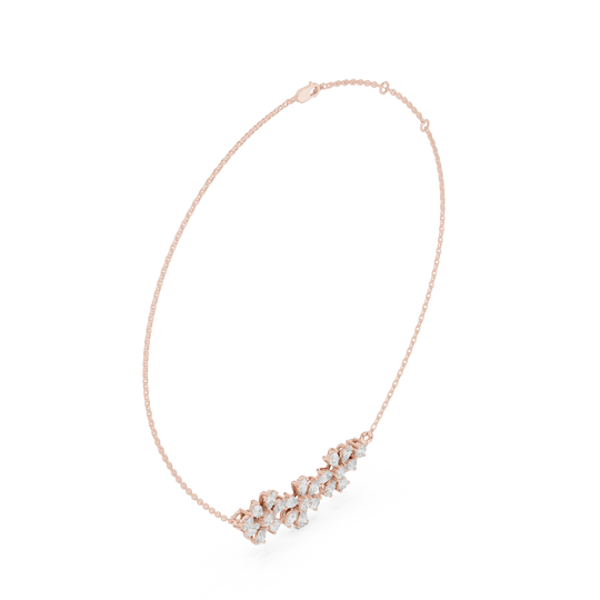 Front View: Round Diamond Necklace with Prong Setting in 14k Rose Gold - Lab Grown - Driona Jewels