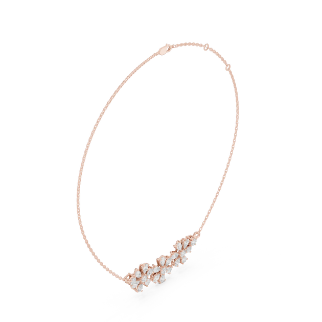 Front View: Round Diamond Necklace with Prong Setting in 14k Rose Gold - Lab Grown - Driona Jewels
