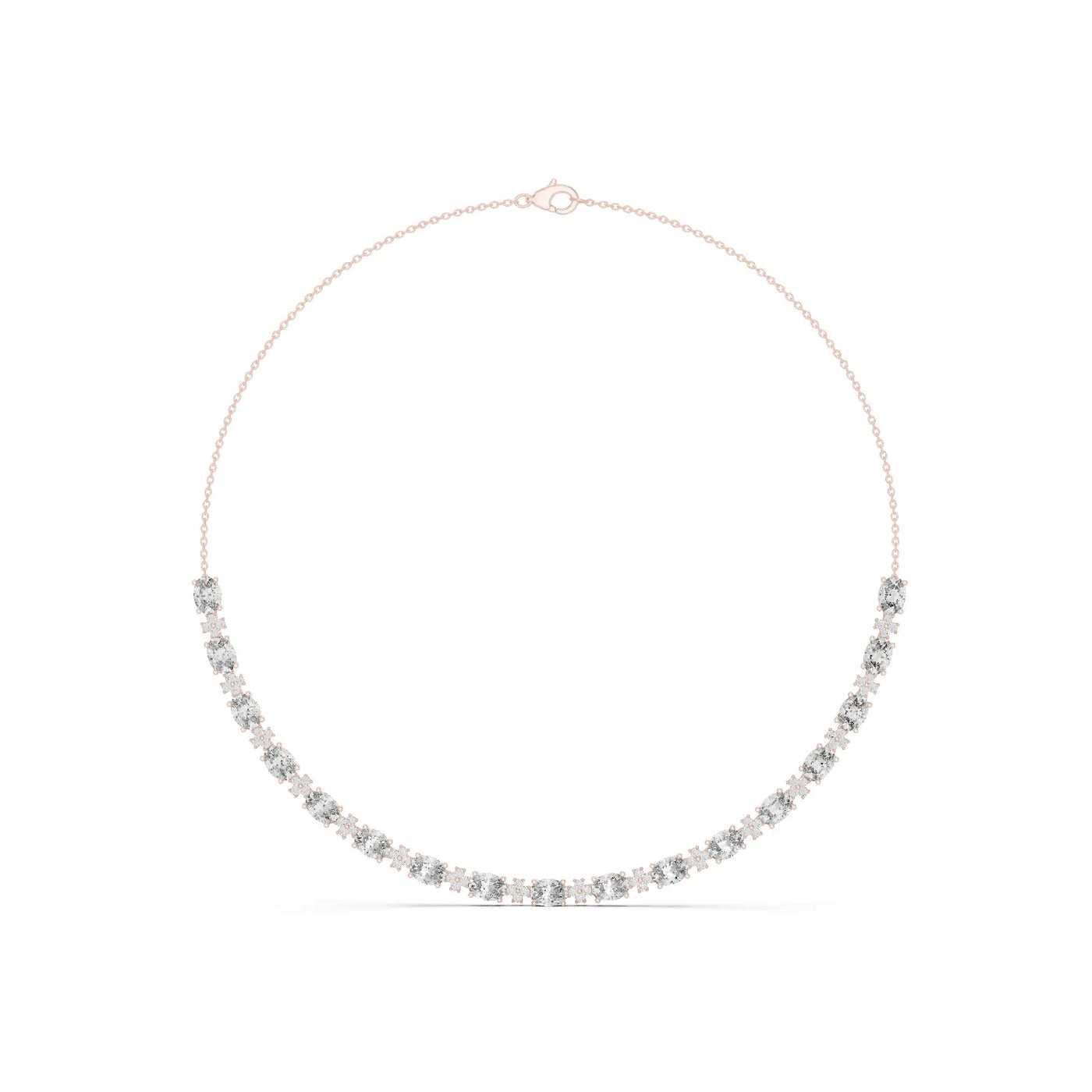 Front View: Round Diamond Necklace with Prong Setting in 14k Rose Gold - Lab Grown - Driona Jewels