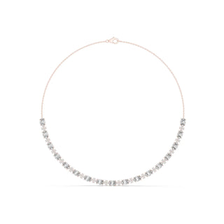 Front View: Round Diamond Necklace with Prong Setting in 14k Rose Gold - Lab Grown - Driona Jewels