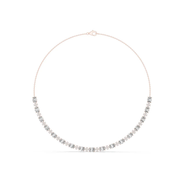 Front View: Round Diamond Necklace with Prong Setting in 14k Rose Gold - Lab Grown - Driona Jewels