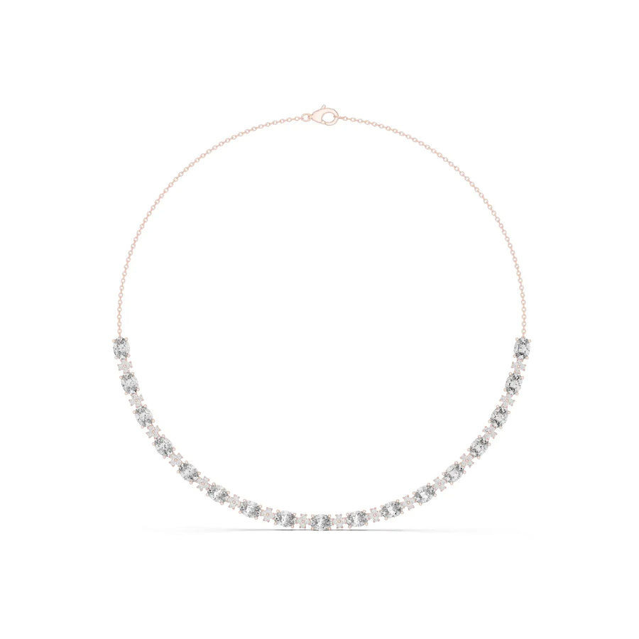 Front View: Round Diamond Necklace with Prong Setting in 14k Rose Gold - Lab Grown - Driona Jewels