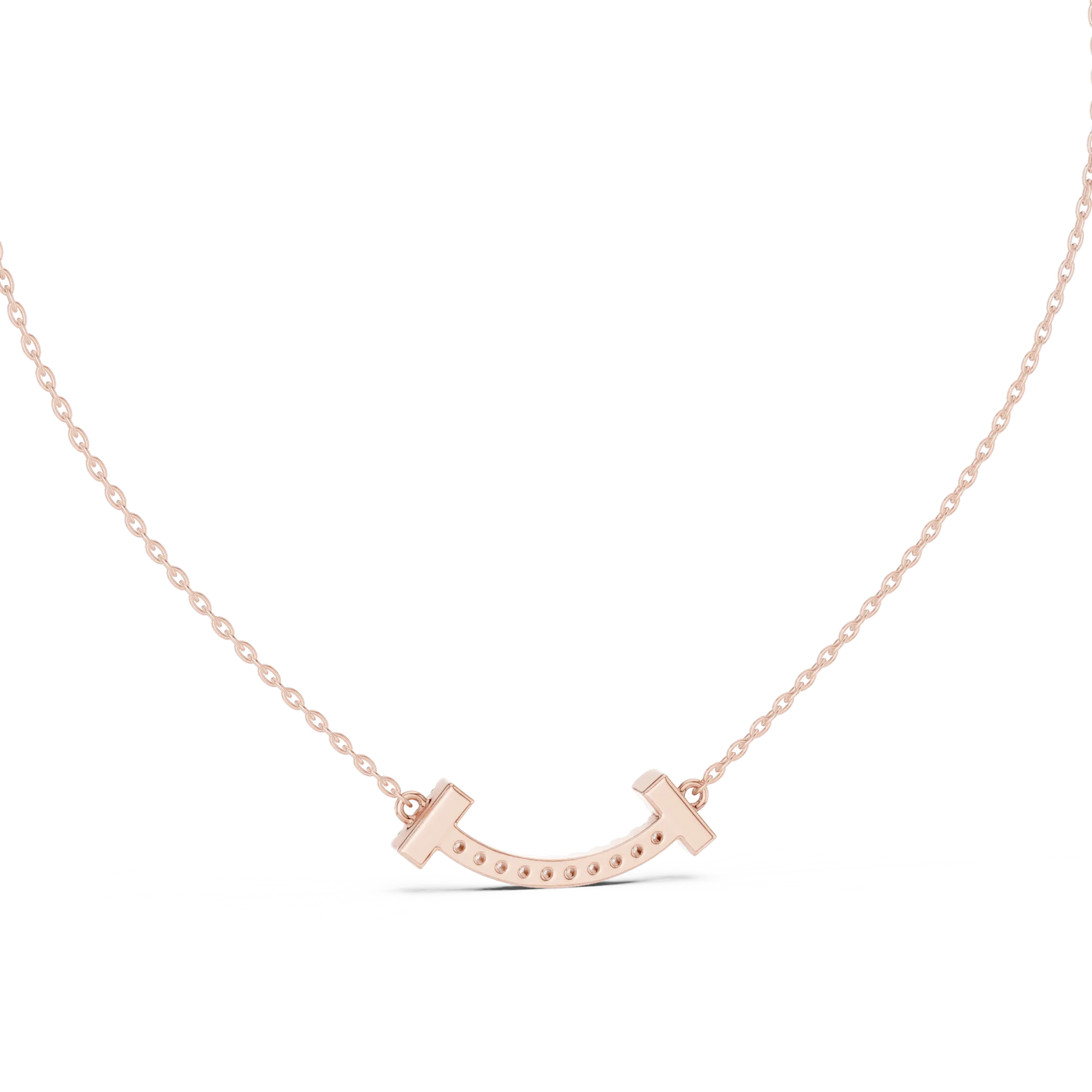 Front-View: Round Diamond Necklace with Prong Setting in 14k Rose Gold - Lab Grown - Driona Jewels