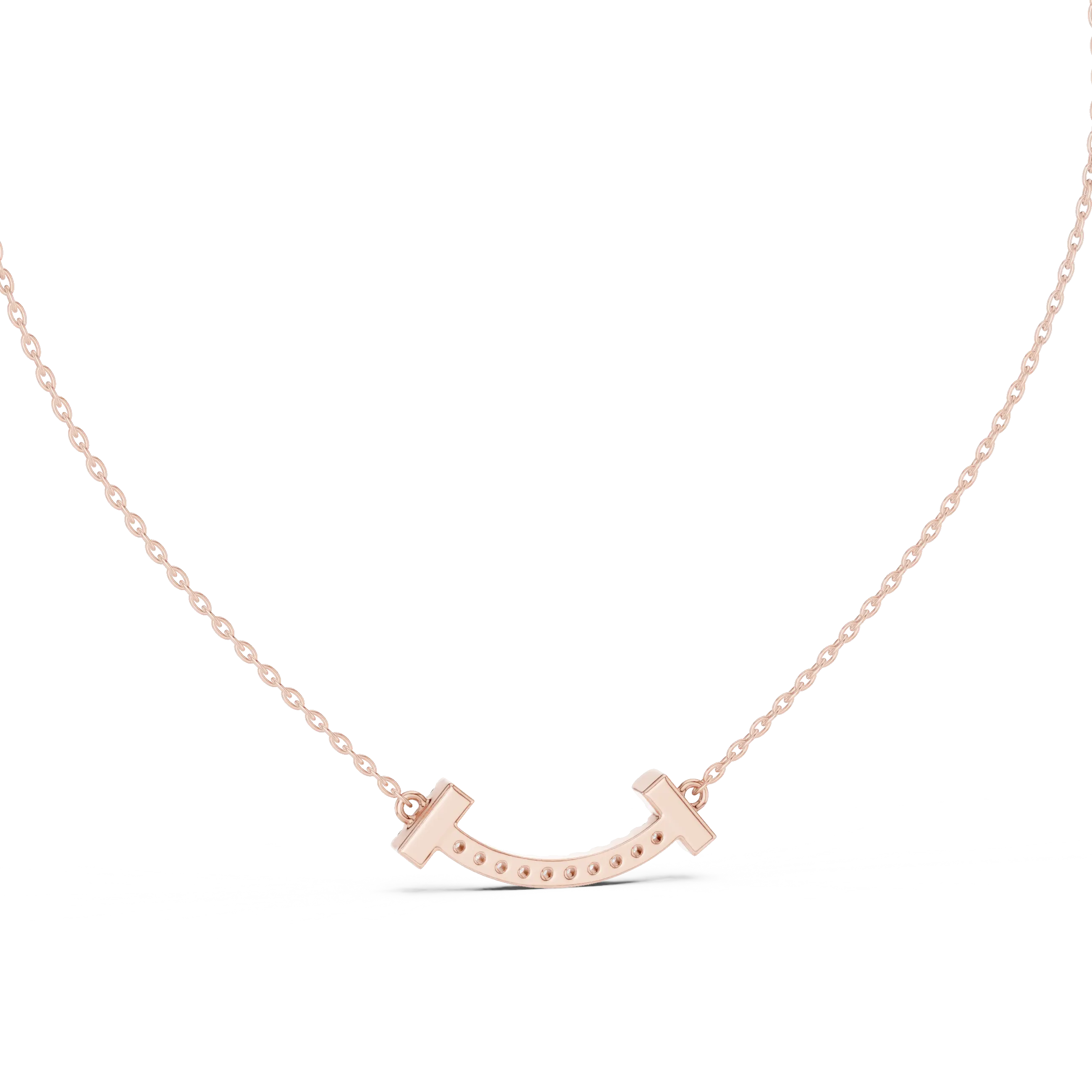 Front-View: Round Diamond Necklace with Prong Setting in 14k Rose Gold - Lab Grown - Driona Jewels