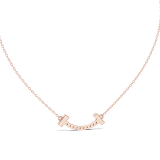 Front-View: Round Diamond Necklace with Prong Setting in 14k Rose Gold - Lab Grown - Driona Jewels