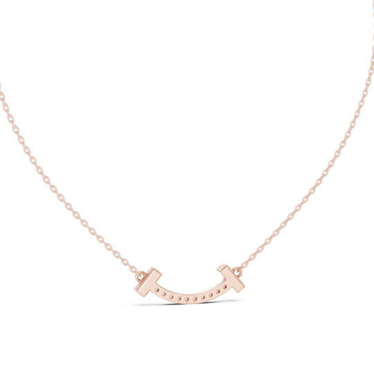 Front-View: Round Diamond Necklace with Prong Setting in 14k Rose Gold - Lab Grown - Driona Jewels