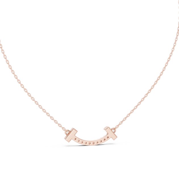 Front-View: Round Diamond Necklace with Prong Setting in 14k Rose Gold - Lab Grown - Driona Jewels