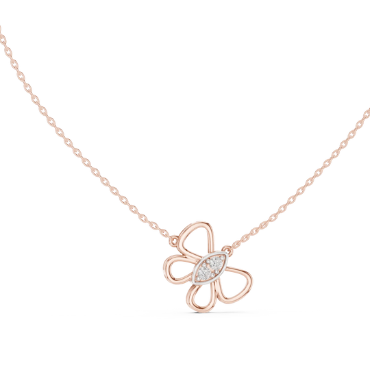 Front-View: Round Diamond Necklace with Prong Setting in 14k Rose Gold - Lab Grown - Driona Jewels