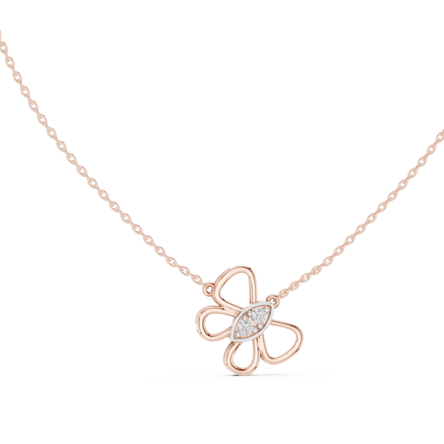 Front-View: Round Diamond Necklace with Prong Setting in 14k Rose Gold - Lab Grown - Driona Jewels