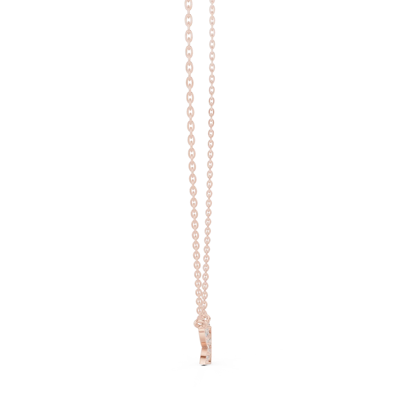 Front View: Round Diamond Necklace with Prong Setting in 14k Rose Gold - Lab Grown - Driona Jewels