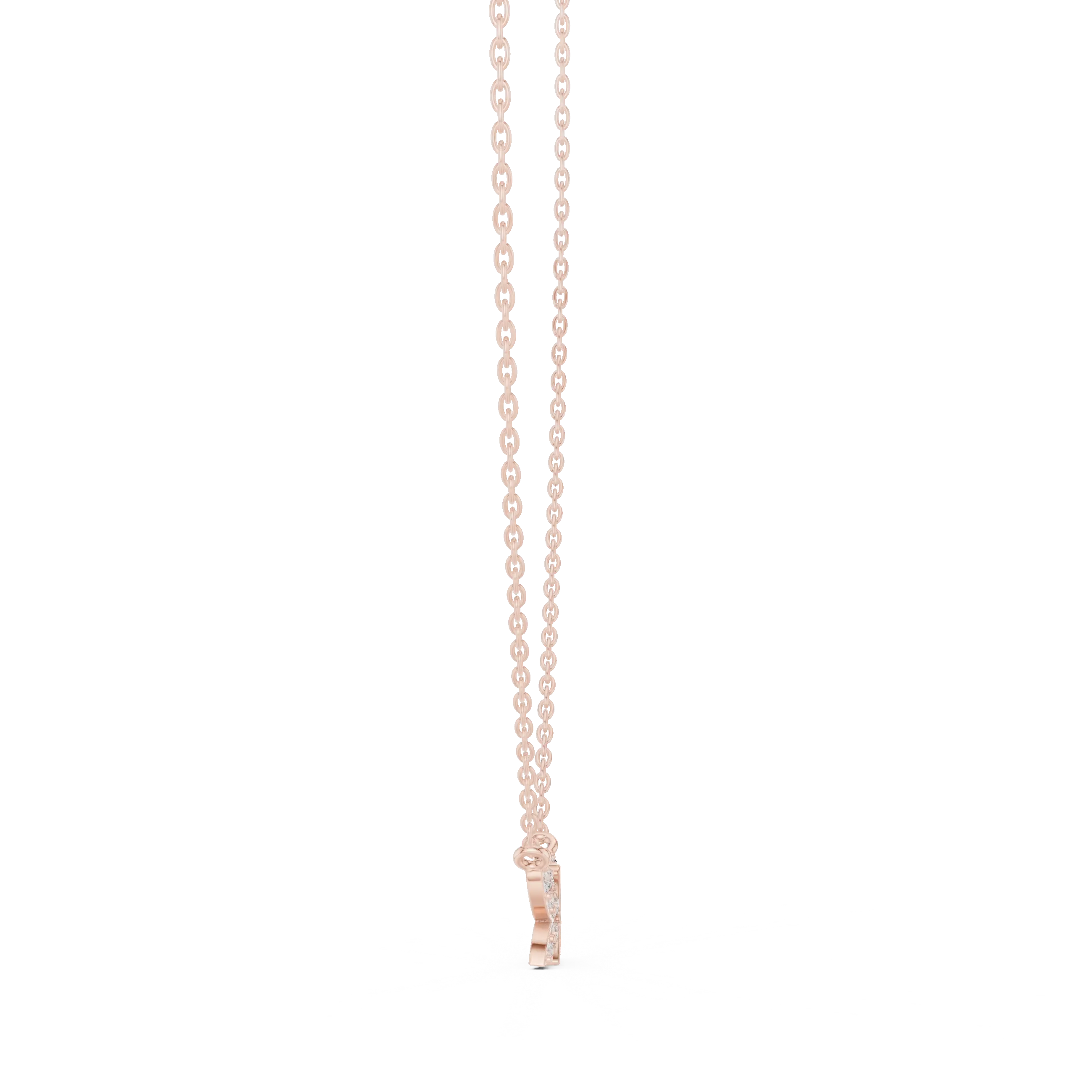 Front View: Round Diamond Necklace with Prong Setting in 14k Rose Gold - Lab Grown - Driona Jewels